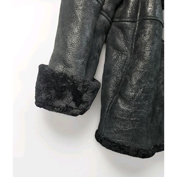 Vintage Leon Max Black Shearling Short Coat Open Short Jacket Womens M/L Y2K - Picture 4 of 11